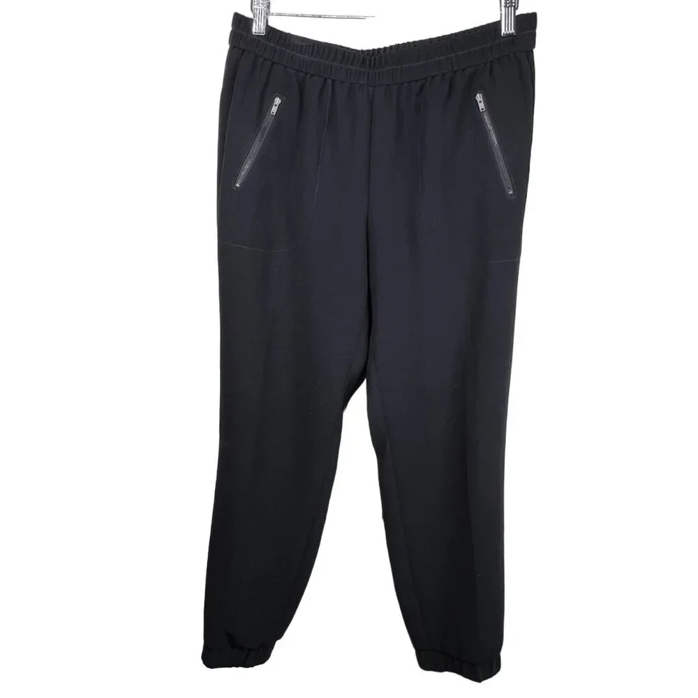 J Crew Joggers Size 8 Sydney Pull On Pants Elastic Waist Black Active Polyester - Picture 2 of 12